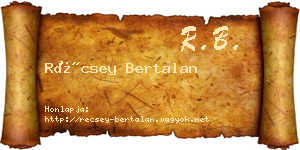 Récsey Bertalan névjegykártya